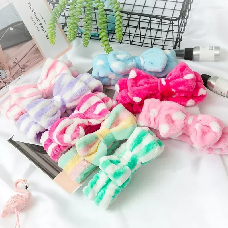 Women Makeup Coral Fleece Headband Wash Face Soft Hair Holder Elastic Top Knot Hairbands Girl Headwear Hair Accessories