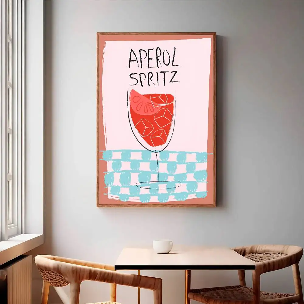 Aperol Spritz with ice cubes  Poster Self-adhesive Wall Art Decorations Room Decor HD Frameless