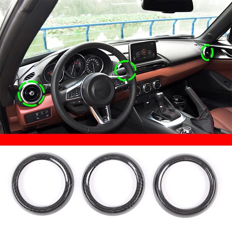 For 2016-2023 Mazda MX-5 ND Modified Real Carbon Fiber Air Conditioning Vent Trim Rings Car Interiors Accessories