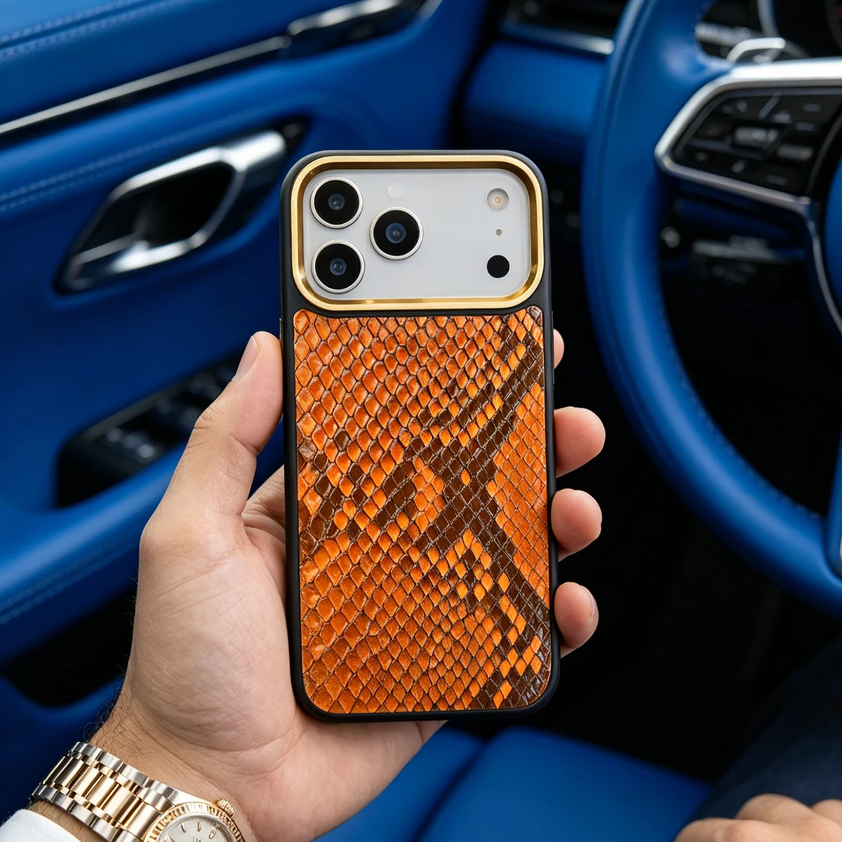 

Luxury High Quality Orange Real Exotic Skin Case for Iphone 17 Pro Max Phone Mobile Cover Gift for friend Girlfriend Boyfriend