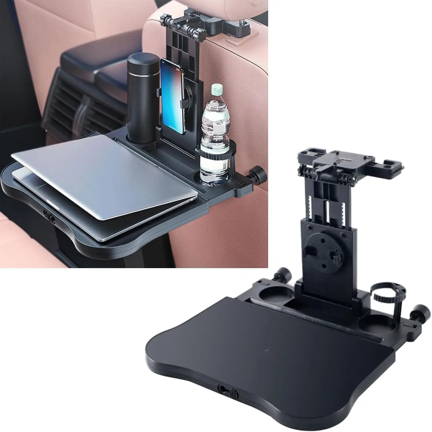 

Multifunctional Car Travel Table Seat Backrest Table Board Adjustable Travel Tray Mobile Phone Cup Holder Interior Accessories