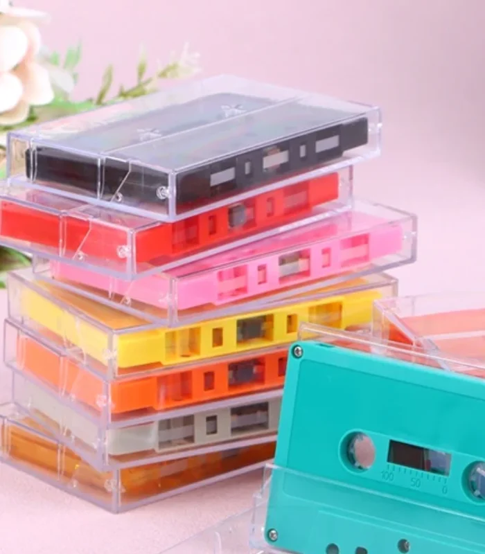 1Set Standard Cassette Color Blank Tape Player With 45 Minutes Magnetic Audio Tape Clear Storage Box For Speech Music Recording