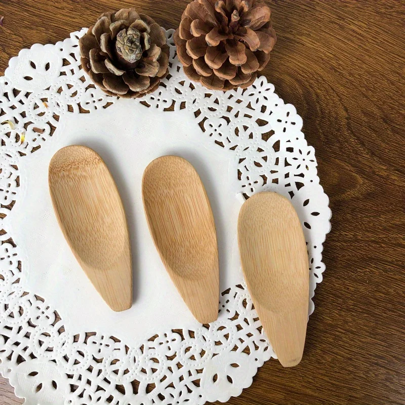 5PC Creative Small Bamboo Spoon, Tea Spoon, Tea Shovel, Short Handle Tea Spoon, Tea Ceremony Dessert Spoon, Ice Cream Spoon