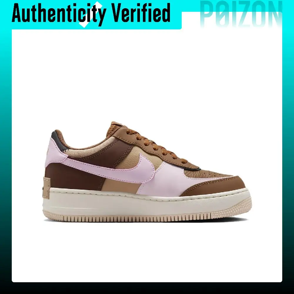 Zapatillas Nike Air Force 1 Shadow para mujer, de caña baja, ligeras, en colores British Umber, Foam Pink, Turmeric y Negro, modelo DZ1847-200.