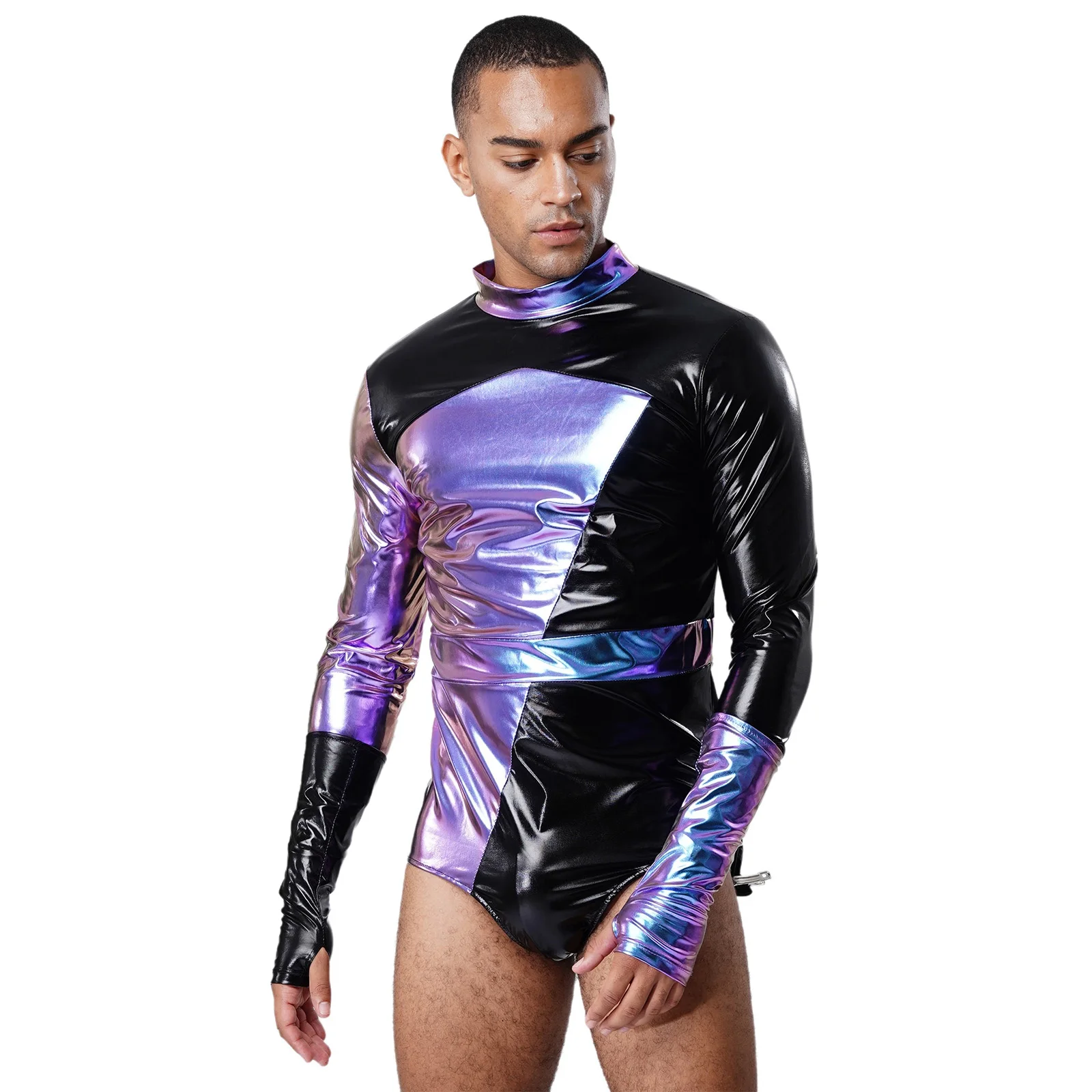 

Men's Fashion Long Sleeves Metallic Alien Astronaut Cosplay Jumpsuit Halloween Festival Party Club Raves Disco Dance Outfits