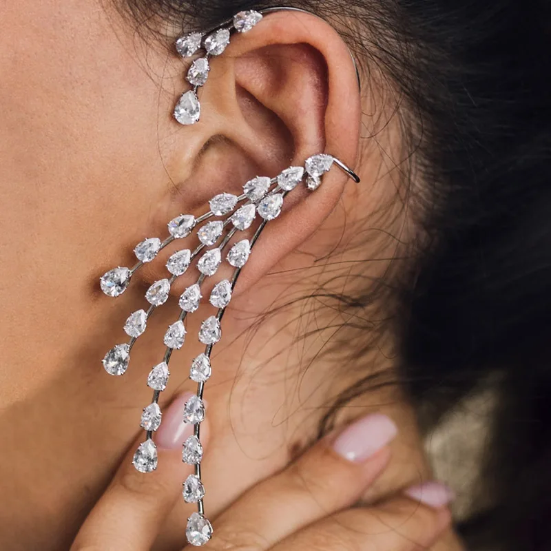 Hot-selling zircon earrings, bridal tassel full of diamonds temperament super flash ear hanging dress accessories earrings