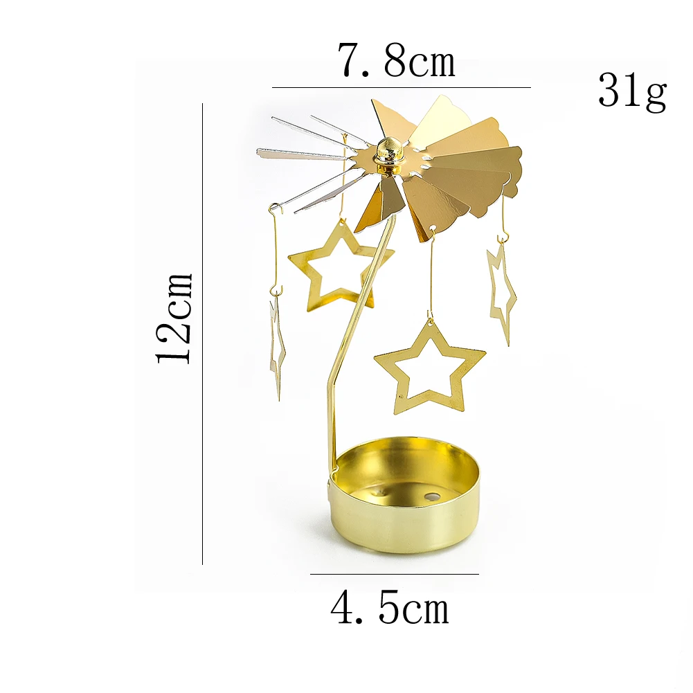 1pc Metal Rotatable Candle Holder Personalized Carousel Pendant Desktop Decor Ornament Candleholder for Tealight Cup Candlestick