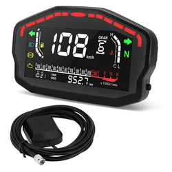 Motorcycle Digital GPS Speedometer Odometer Tachometer with GPS Adapter Fuel Level Water Temperature Gauge for 2/4 Cylinder