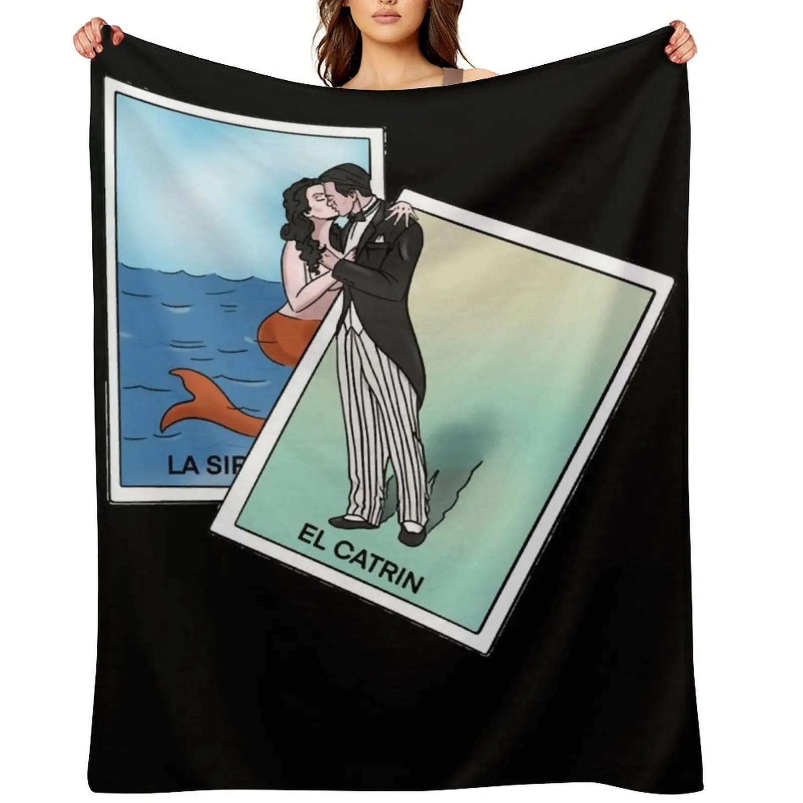 

EL CATRIN y LA SIRENA ANIME MANGA MEXICAN LOTTERY LOTERA CARD Throw Blanket Picnic heavy to sleep Winter beds Sofa Blankets