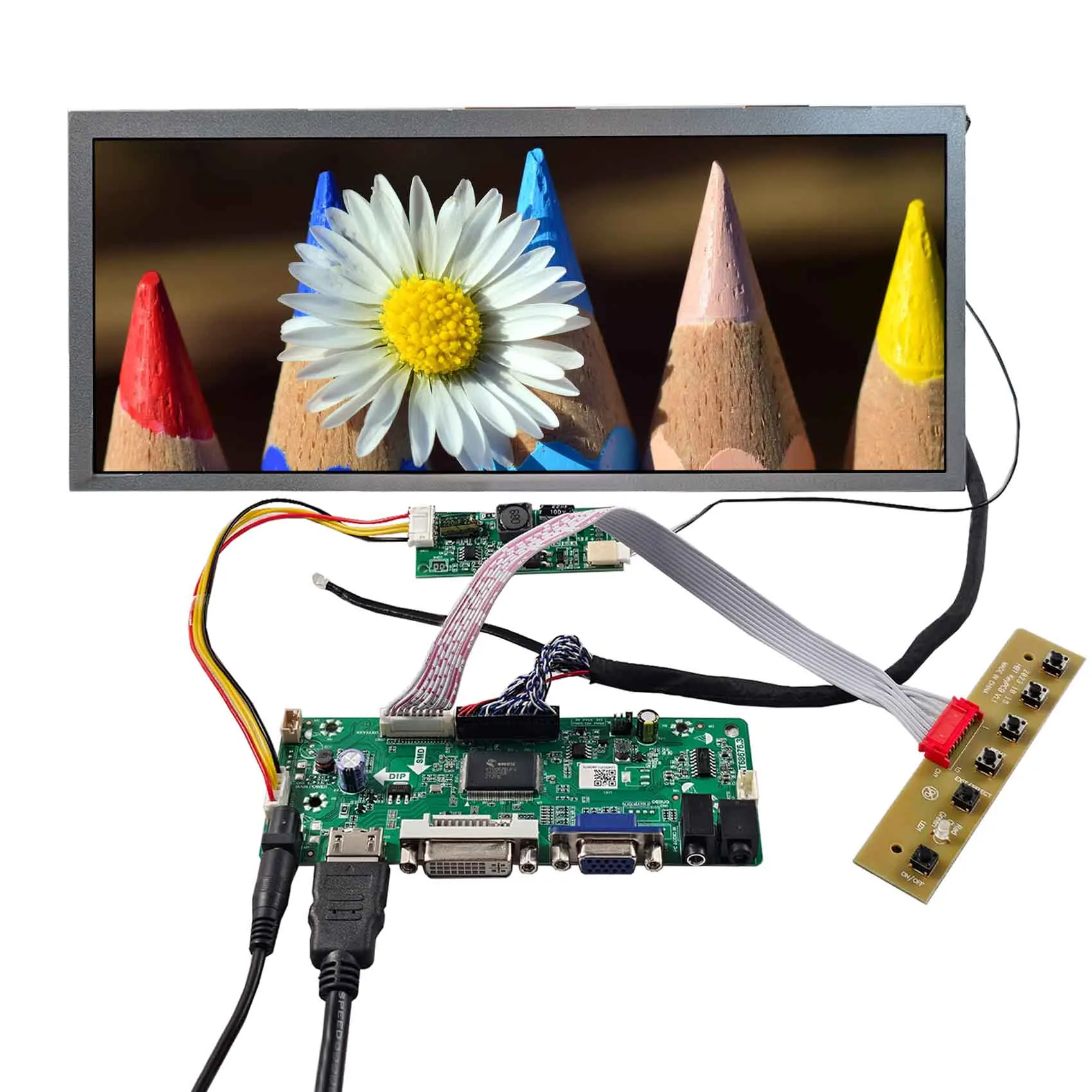 Ultrawide Display Lcd Display Module Tft 50Pin Lvds Screen 12.3Inch 1920X720 Stretched Bar Lcd Panel With Lcd Driver Board