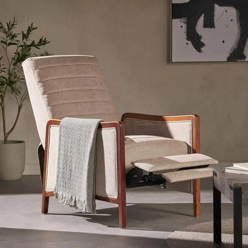 كرسي استرخاء ذو غرز قناة من القماش الحديث في منتصف القرن