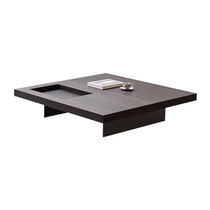 

Italian minimalist coffee table small apartment simple living room creative square smoked veneer rock slab coffee table