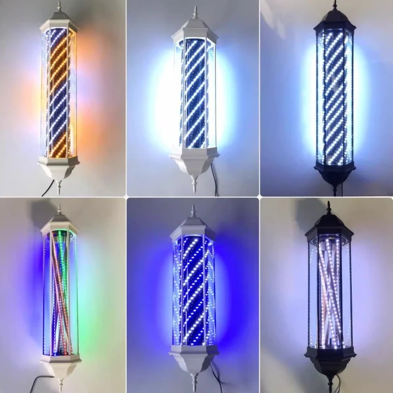 

Rigid glass barber shop turn light hexagonal palace lamp LED small waist outdoor hanging waterproof and sunscreen turn light