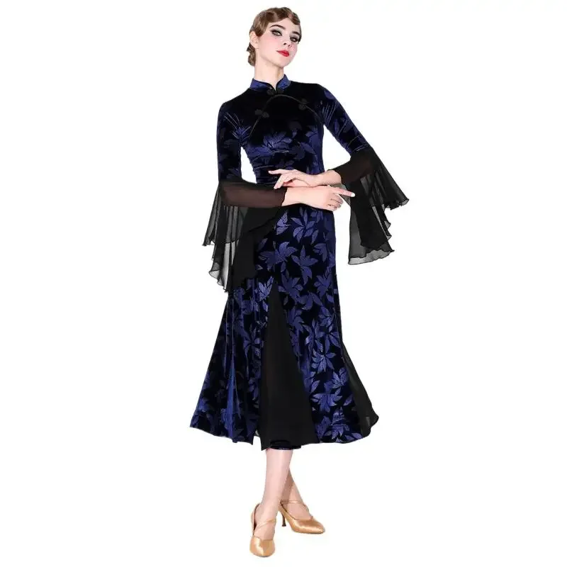 

2025 Woman Girl New Cheongsam Modern Dance Dress Ballroom Dance Costume Waltz Dance Dress
