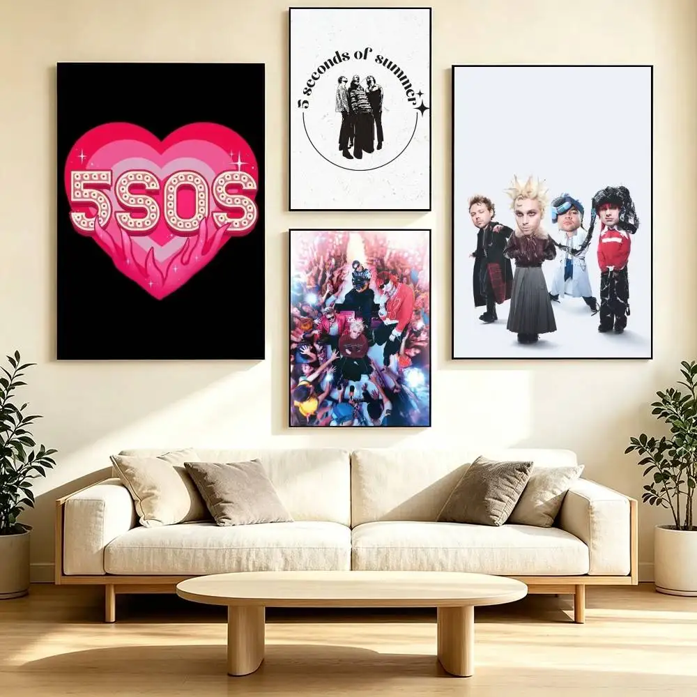 5 Seconds of Summer 5SOS  Poster Waterproof Wall Art Sticker For Bar Living Room Vintage Decor High Quality Print Gift