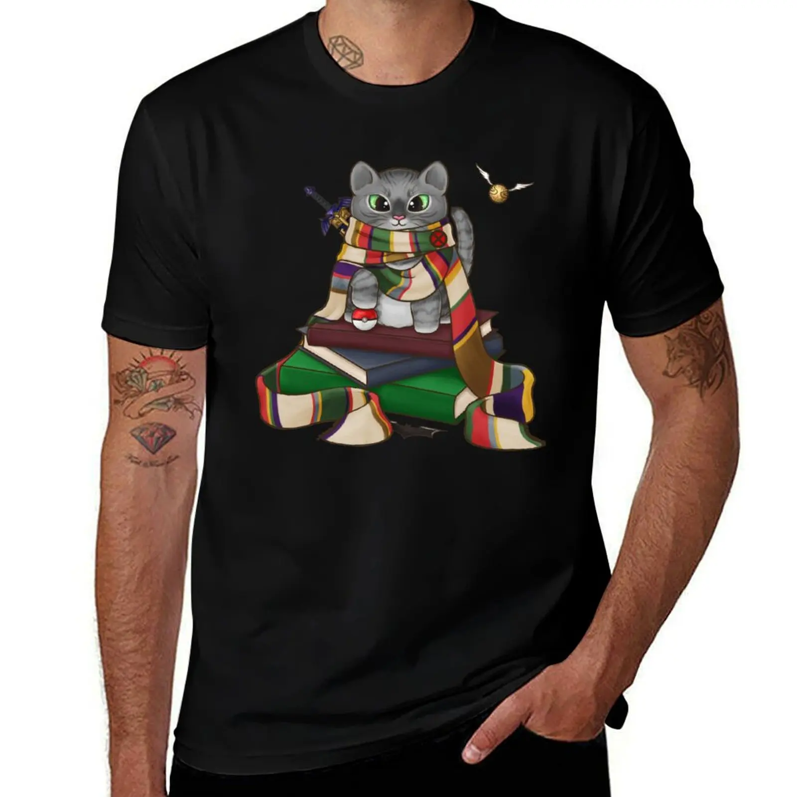 

Library Cat T-Shirt cotton t shirt man man t shirt luxury