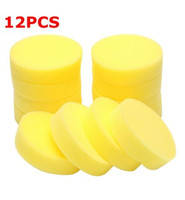 12PCS Wax sponges Round Car Polish Sponge Car Wax Foam Sponges Applicator Pads for Clean Car Cleaner Care Tools Glass Yellow