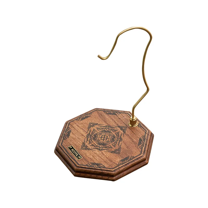 

Walnut solid wood camping light base outdoor hanging chandelier brass shelf desktop portable light holder home decoration