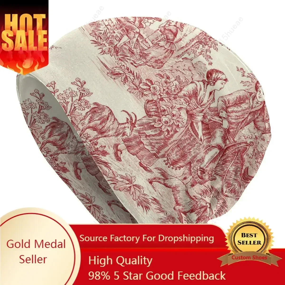 

Unisex Winter Warm Bonnet Homme Knit Hats Fashion French Country Toile De Jouy Beanie Cap Outdoor Motifs Beanies Caps Men Women