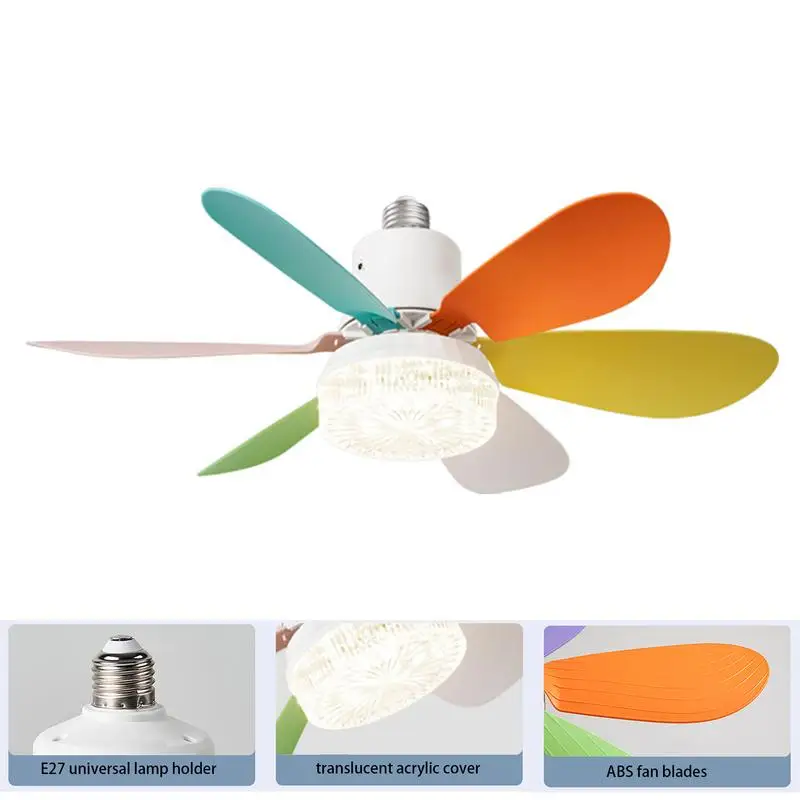 Silenciosa Ventilador de teto LED com controle remoto, Luz LED destacável, 3 cores, Inteligente, Living