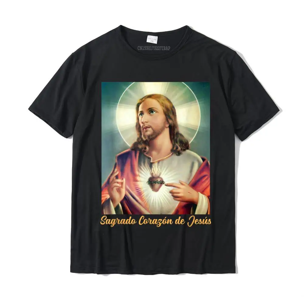 

Sagrado Corazon De Jesus Sacred Heart Of Jesus T-Shirt Printed Tshirts Popular Tops Shirt Cotton Men Classic