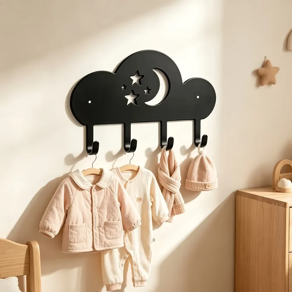 CIFBUY Cloud Star Moon Metal Wall Hooks Iron Hanger For Kids Room Entryway Bedroom Coat Key Bag Home Decor Organizer Gift