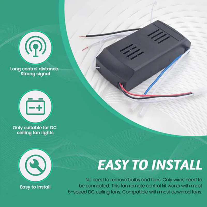السفينة داخل مجموعة أدوات التحكم عن بعد لمروحة السقف العالمية، 6 سرعات وتوقيت، بديل عن بعد لإضاءة مروحة السقف DC #6