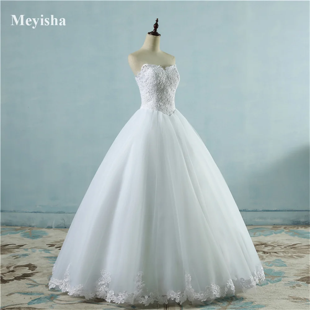 ZJ9081 Elegant Pearls Strapless Wedding Dress Delicate Princess Women Back Bride Dresses Court Train Ball Gown