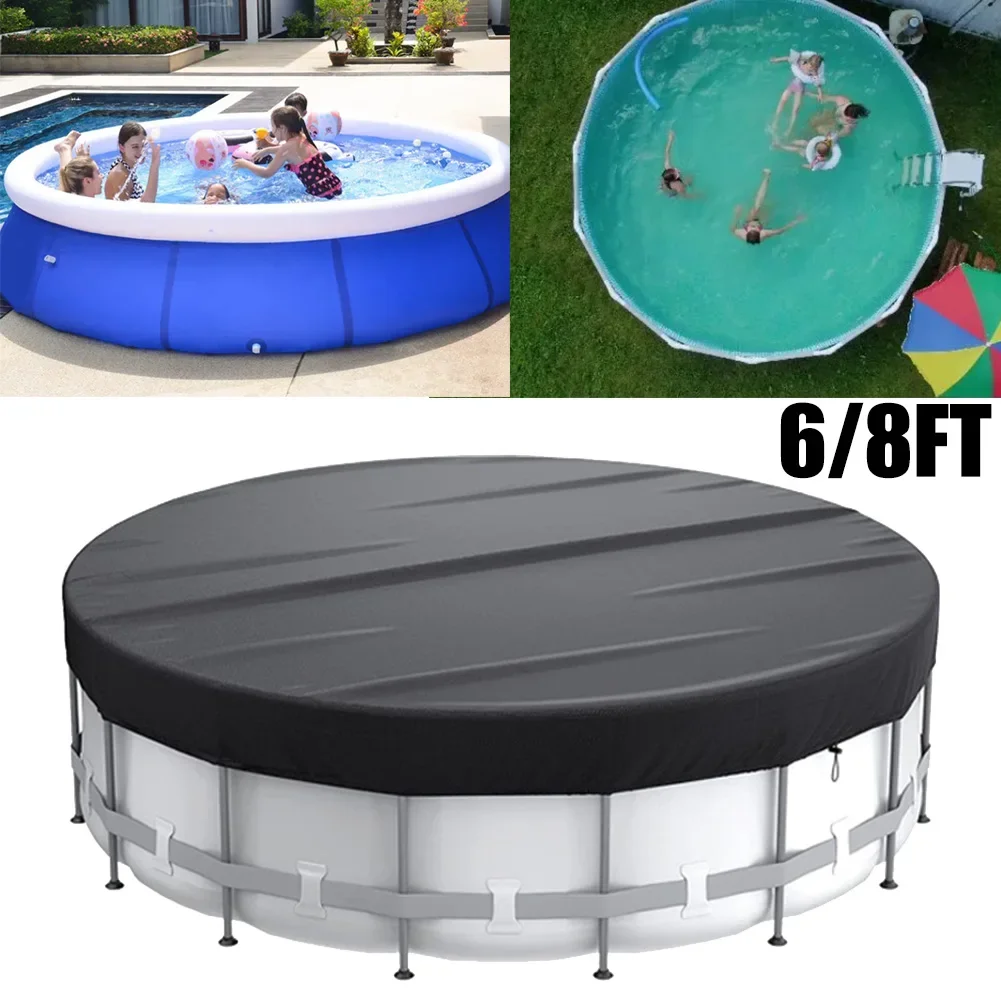 

10 Ft Round Pool Cover Heavy Duty Winter Pool Cover Protector Black PE Tarp For Waterproof And Dustproof Pool Accessories