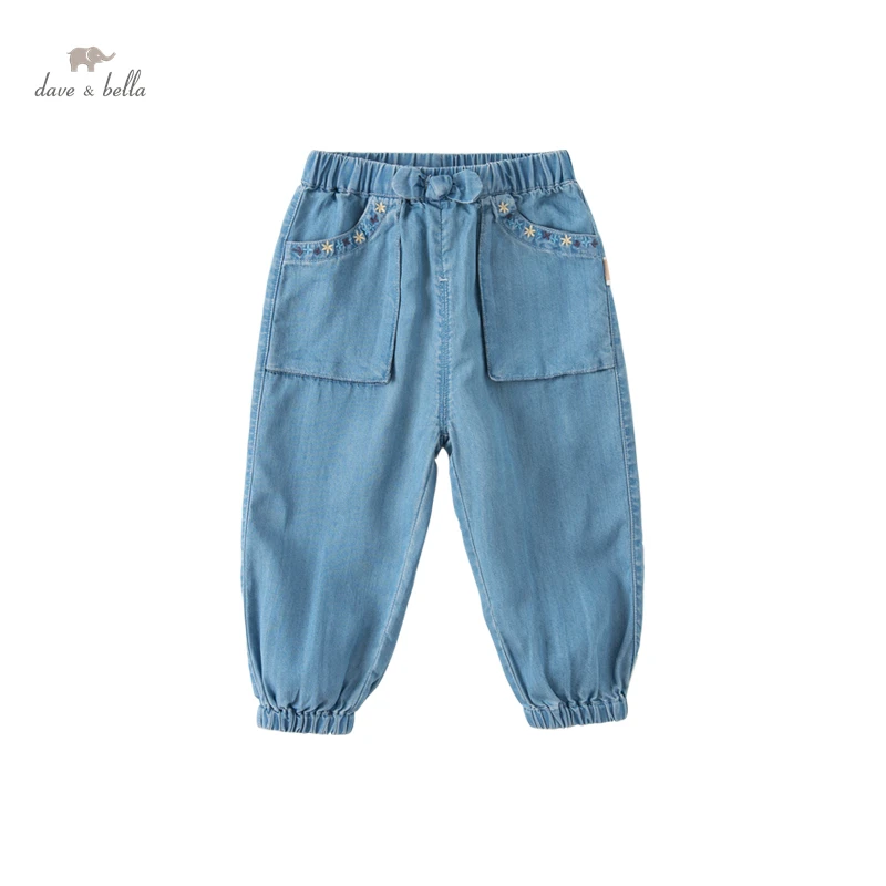 DB2235562 Dave Bella Summer 18M-9Y Kids Fashion With Pockets Pants Children Boutique Casual Full-length Pants