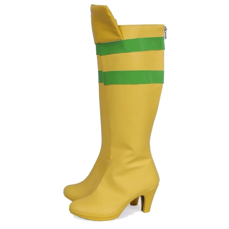 Anime X-MAN Anna Marie Rogue Cosplay Sapatos Botas de fantasia Botas amarelas feitas à mão