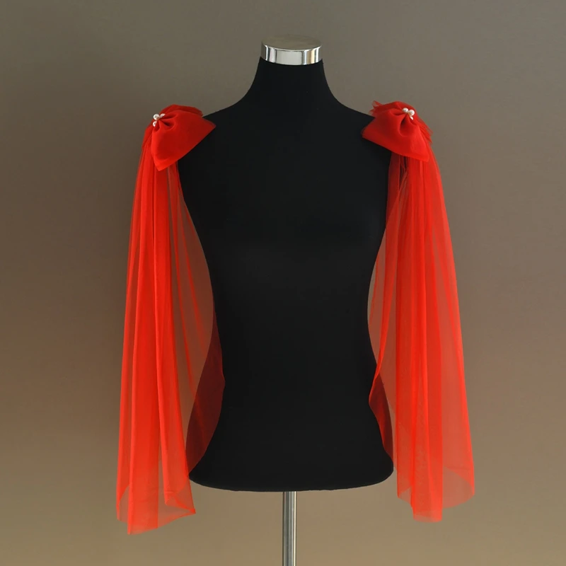 Bow Tulle Detachable Shoulder Sleeves Sheer Mesh Arm Covers Wedding Princess Dress Shoulder Accessories