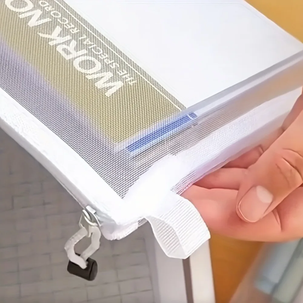 A6 A5 A4 Large Capacity Office Mesh File Bag Breathable Nylon Clear Pencil Case Folder Puzzle Zipper Briefcase Travel