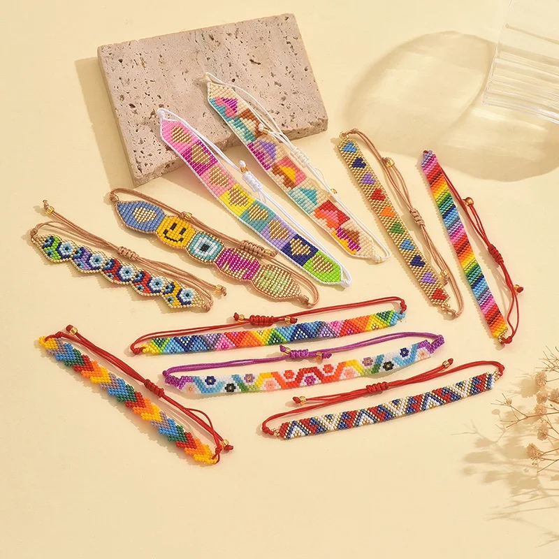 

New Miyuki Beaded Bracelets,Trendy Handmade Miyuki Glass Stack Beads Stretch Bracelet Festive Holiday Accessories Jewelry Gift