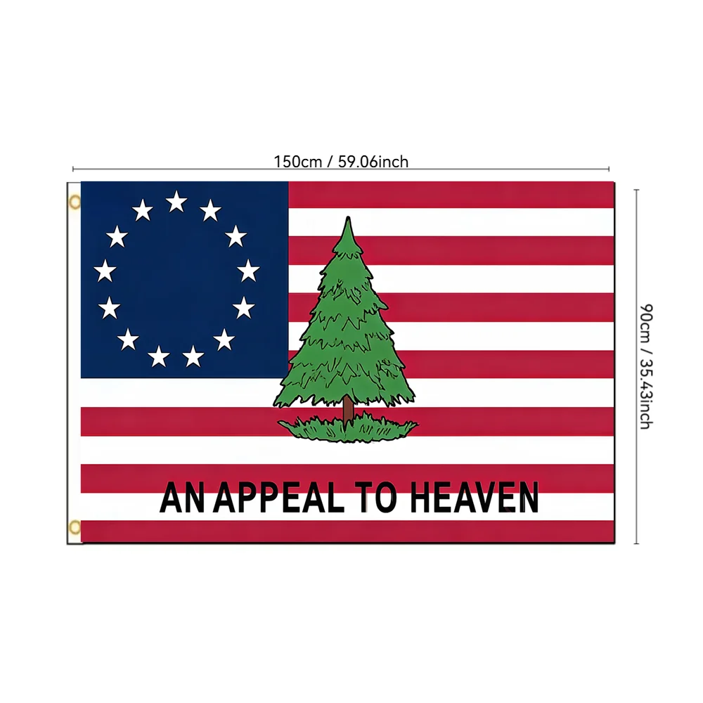 Drapeau « Appele au Ciel » 2x3ft 3x5FT, avec motif Pin et 13 étoiles, Bannière historique de la Révolution américaine en Polyester pour décoration intérieure et extérieure