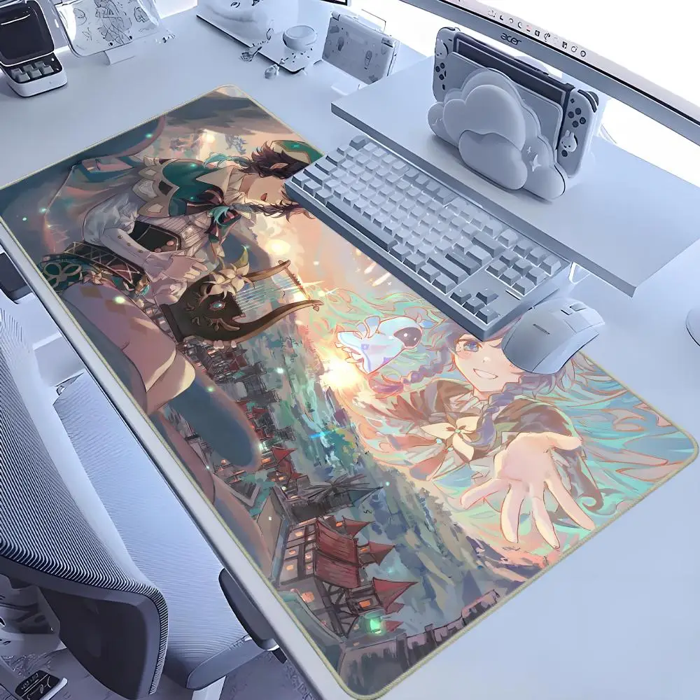 Alfombrilla de ratón accesorios para juegos Gamer alfombrilla xxl alfombrilla de escritorio de ordenador portátil Varmilo alfombrillas de teclado Genshin Impact Venti alfombrilla de ratón