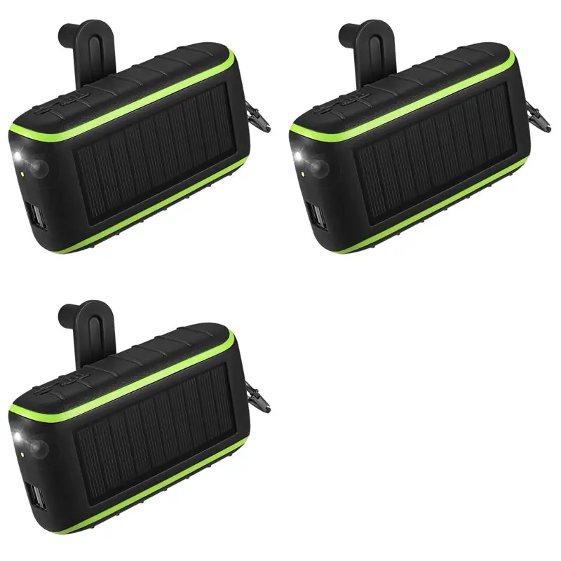 

【ДЕНЬ БЛАГОДАРЕНЬГО ПОКУПЧЕНИЯ】3X Solar, портативный солнечный зарядный блок на 8000 мАч с ручным приводом, 2 USB-портами и светодиодным фонариком