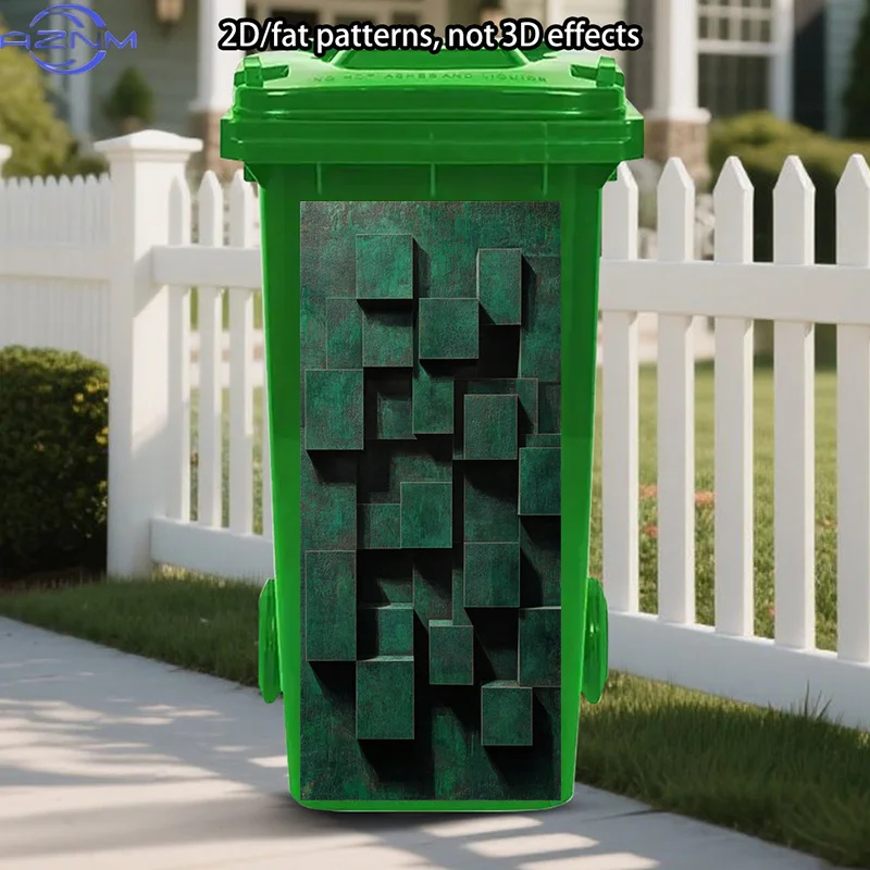 Emerald Green Trash Can Stickers Art, Abstract Pattern Peel and Stick Stickers, Modern Interior Self-Adhesive Art Stickers, Ge