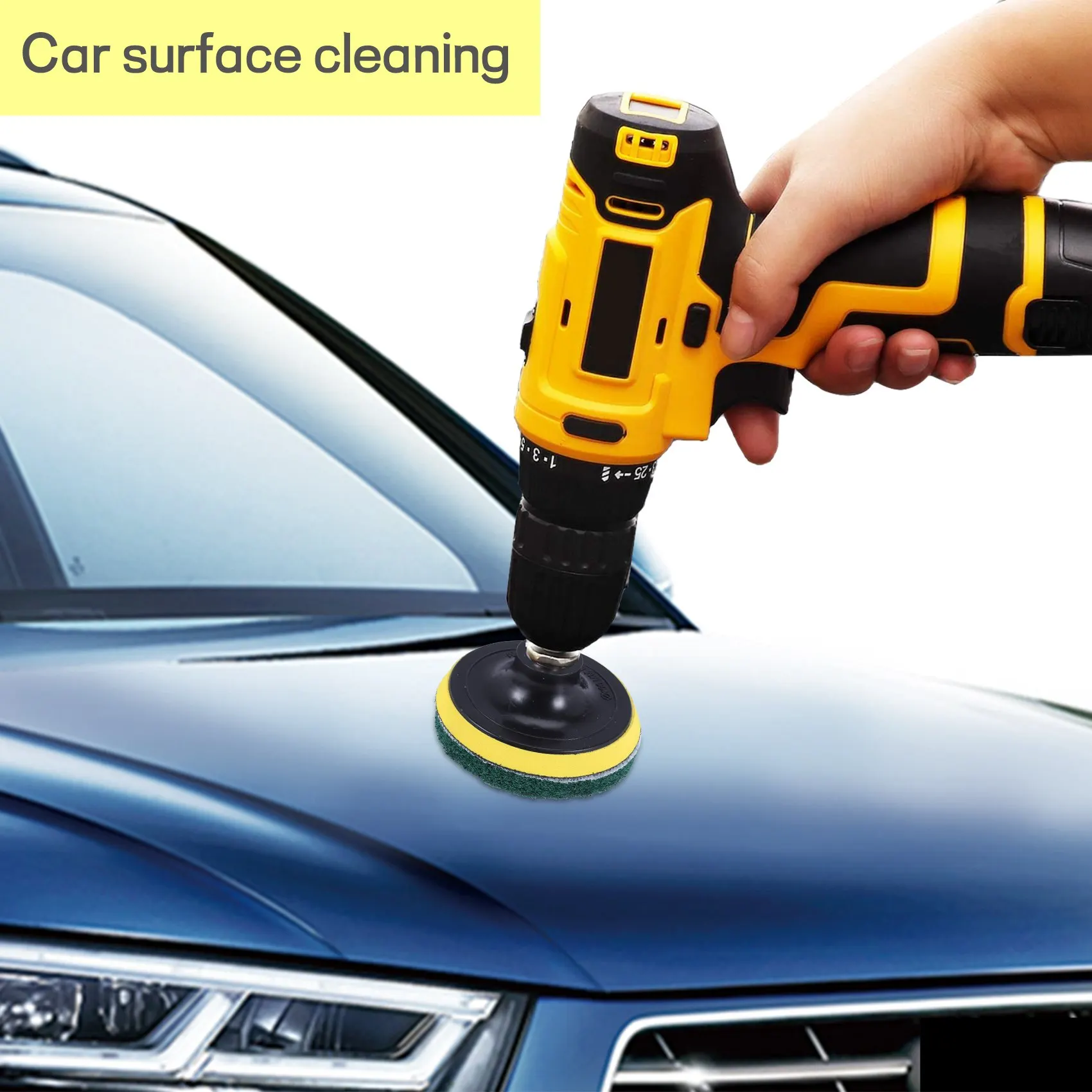 AB47-16Pcs 4 Inch Drill Power Brush Tile Scrubber Scouring Pad Cleaning Kit With 4 Inch Disc Pad Holder 3 Different Stiffness