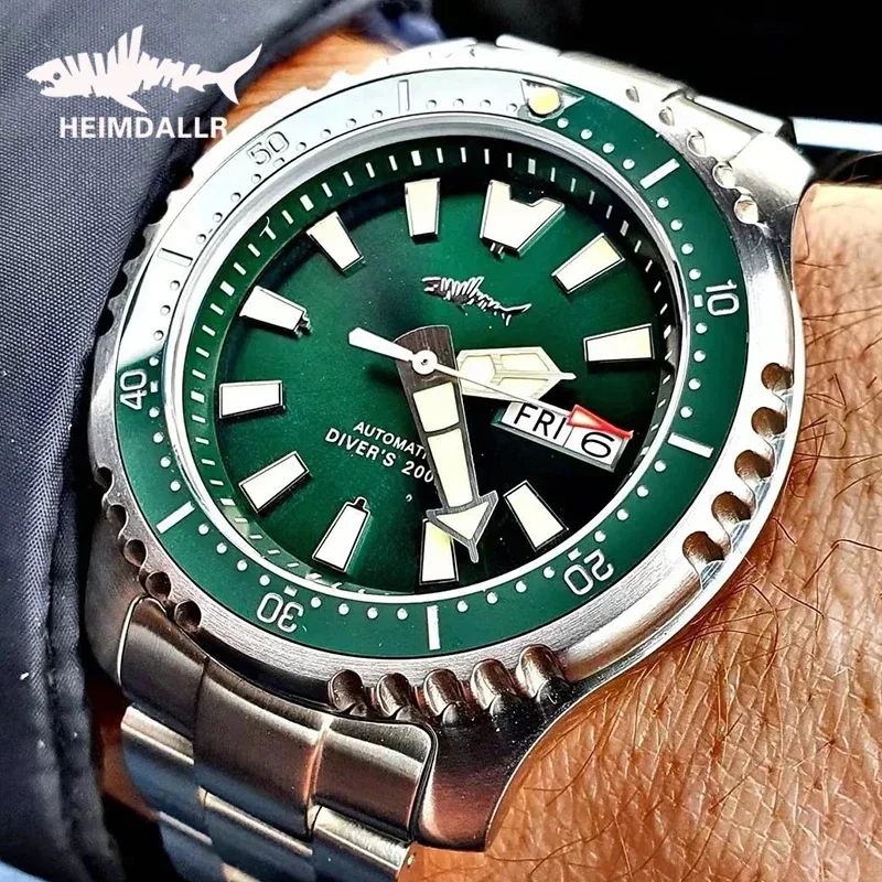 HEIMDALLR Vintage Diver Watch Mechanical Men Watches Sapphire Crystal C3 Super Luminous NH36A Automatic Movement 200M Waterproof