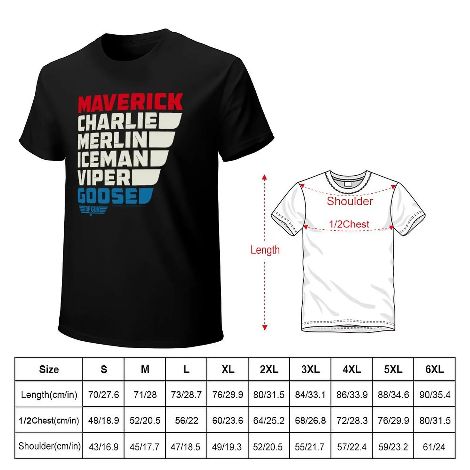Top Gun Colorful Wing Man Name Stack T-Shirt Industrial Work Tee Shirt