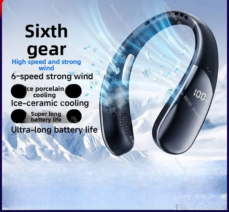Portable Bladeless Neck Fan, USB Rechargeable with Long Battery Life, 3-Speed Quiet Cooling Fan for Office Outdoor