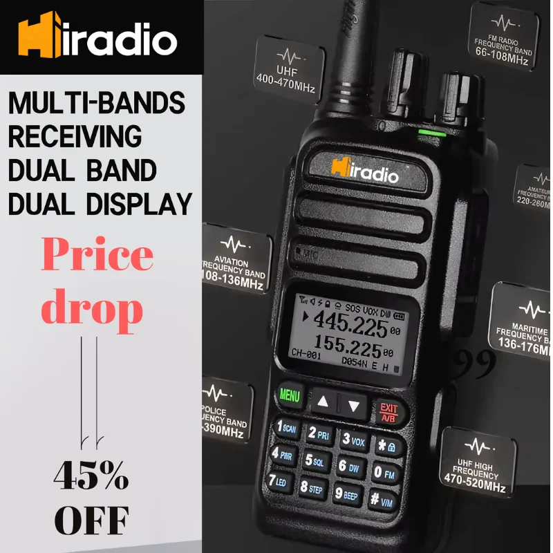 Iradio UV-83 Air Band 3500Mah Battery UHF400-520MHz VHF136-174MHz Camping Walkie Talkies De Largo Alcance Vox Ham Two-way Radio