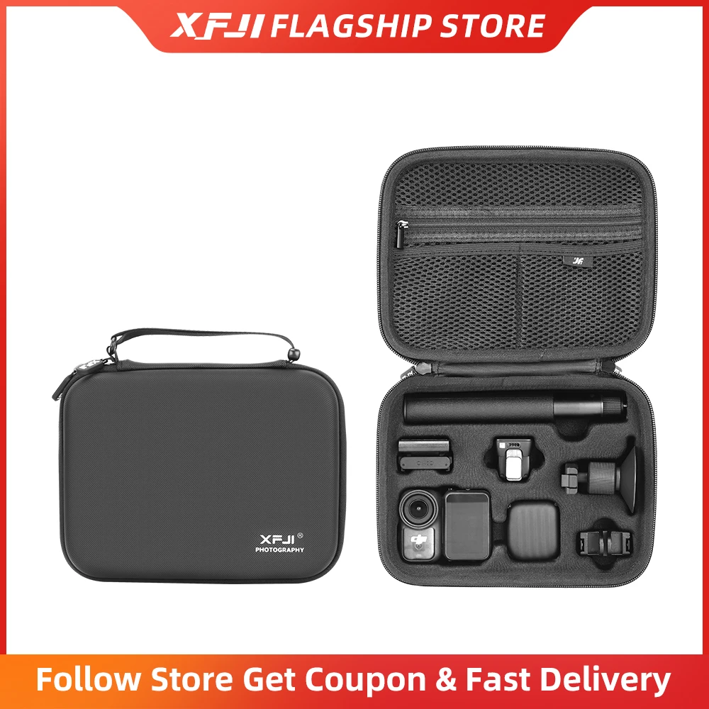 XFJI Tragetasche kompatibel mit DJI Osmo Nano Combo Kamerazubehör PU-Leder Umhängetasche Reisetasche Organizer