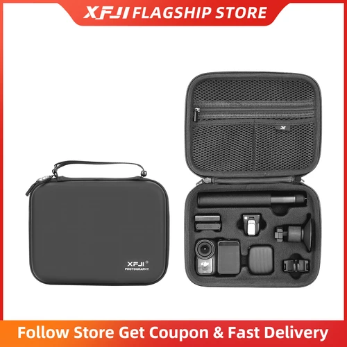 XFJI Estuche de transporte Compatible con DJI Osmo Nano Combo accesorios de cámara bolso de hombro de cuero PU organizador de bolsa de viaje