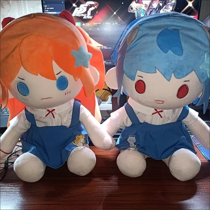Neon Cute Genesis Classic Evangelion Cartoon Cotton Plush Toy with School Uniform Skirt Outfit for Dress Up Anime Accessories view 4