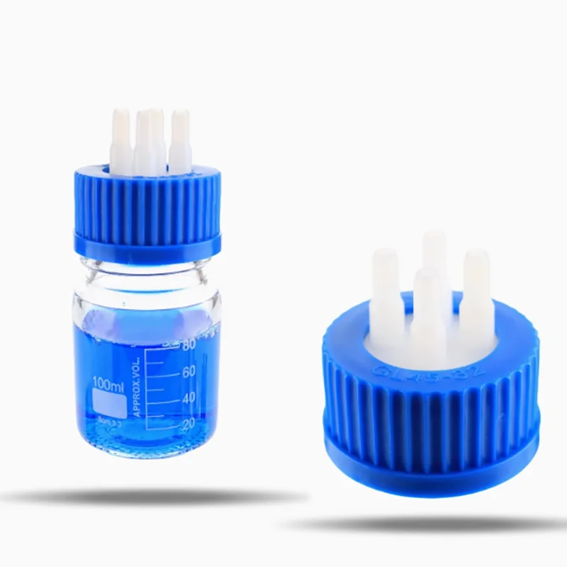 GL45 mobile phase bottle plastic stainless steel feeding bottle cap single two double way three way four way reagent bottle cap