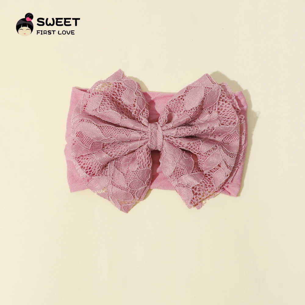 Cute Baby Nylon Headbands Solid Color Lace Bow Elastic Newborn Headbands for Baby Children Turban Infant Kids Hair Accessories