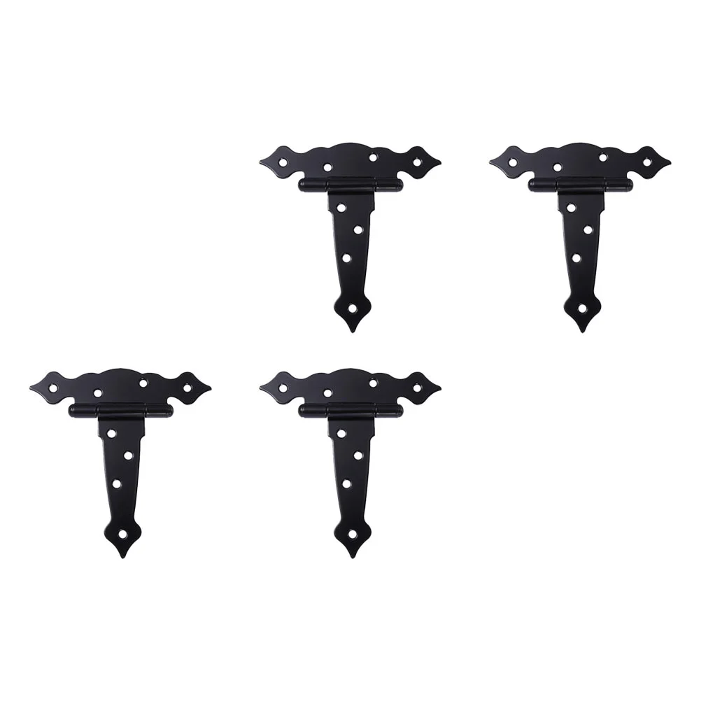 

4 Pcs Black Painted Wooden Door Hinge T Shape Sturdy Corrosion Oxidation Resistant Easy Install Window Hardware Door Lock