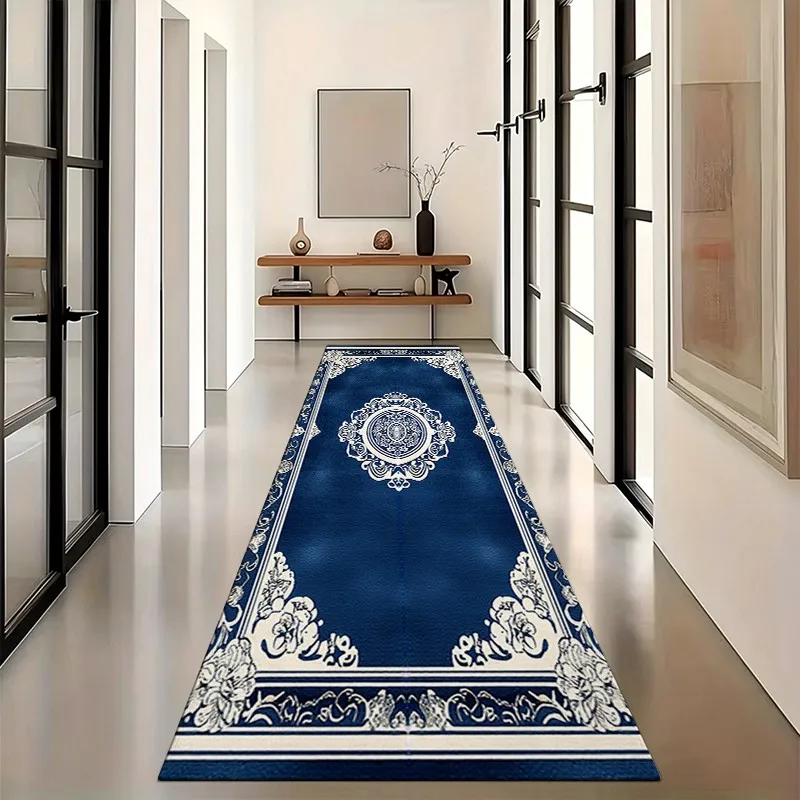 1 Piece of Ornate Navy Blue Cream Traditional Medallion Woven Rug, Soft and Cozy, Suitable for Autumn and Winter, lightweight and Easy to Maintain, Great for Living Room, Bedroom, Hallway, Entryway, Home Decoration, Room Decor